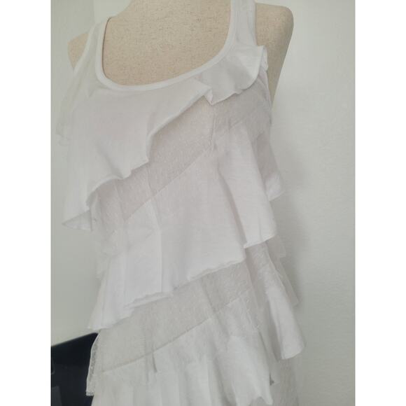 Y2k Color Story Lacey Ruffle Tank Top Size S White Preppy Fairy Ethereal Dainty - Picture 2 of 7